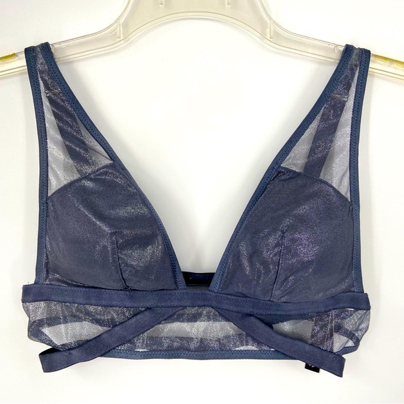 Victoria Secret pullover Blue sheer‎ Bralette, long plunge,  size Small - Picture 1 of 7